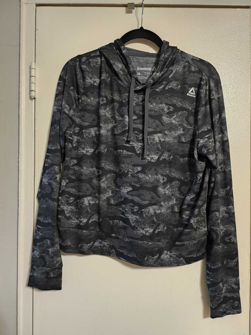 Reebok Black and Gray Camo Hoodie